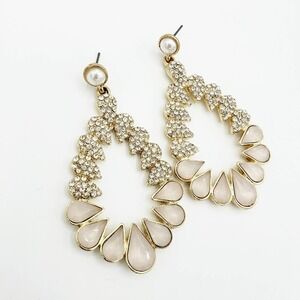 Pink Pearl & Bling Oval Earrings / Pierced